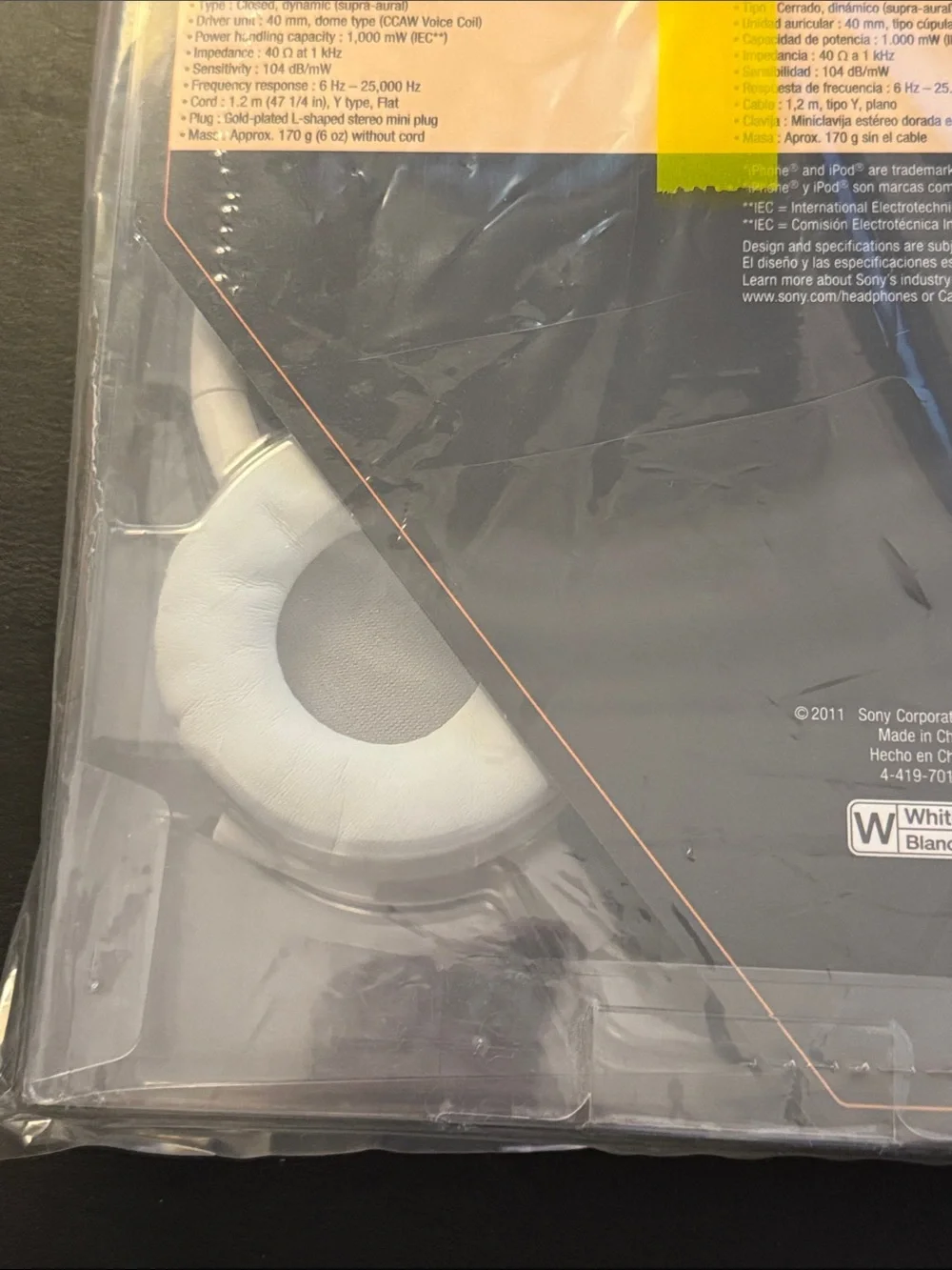 Sony White On-Ear Headphones - Lightweight Foldable Design
